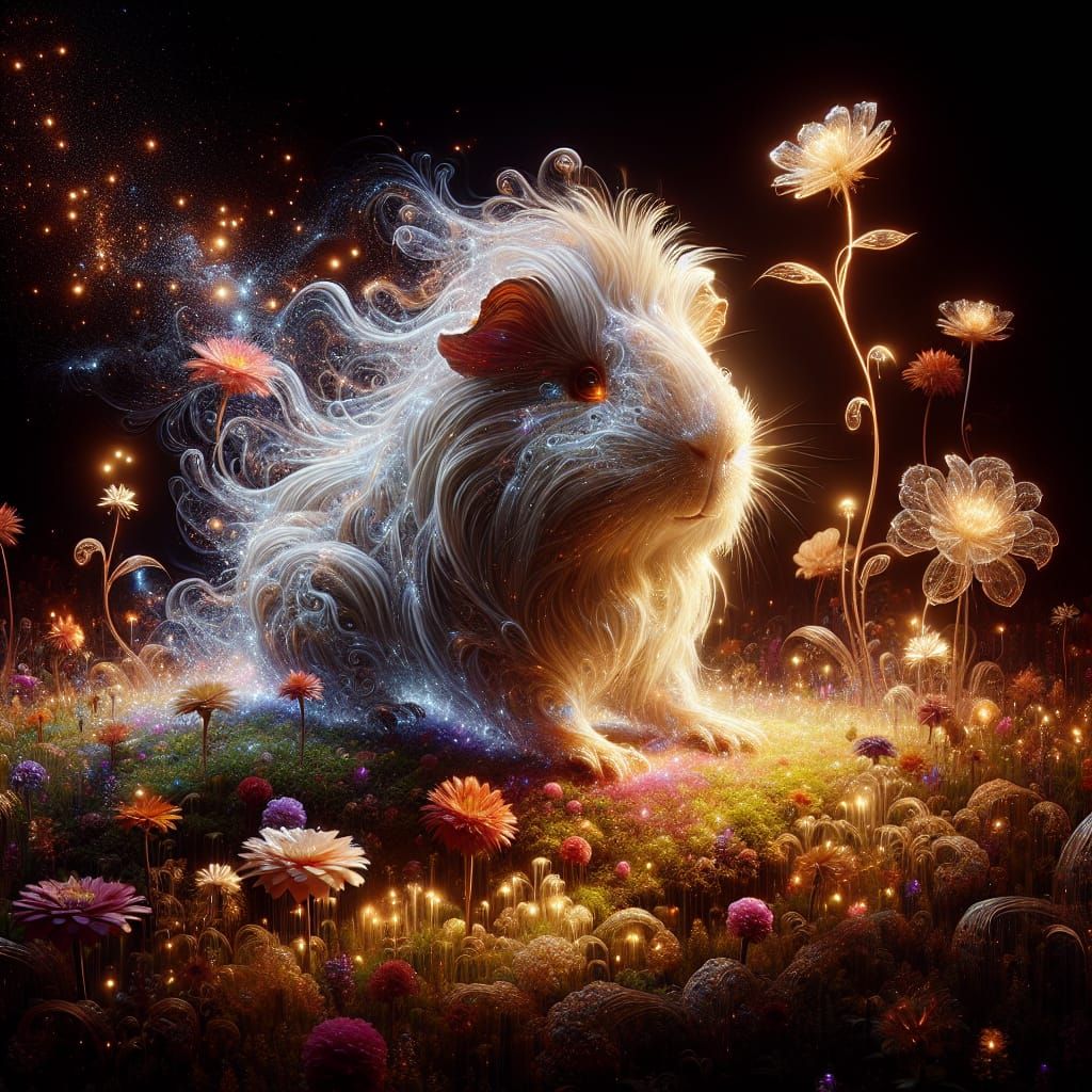 Luminous Guinea Pig in Hypermaximalist Meadow