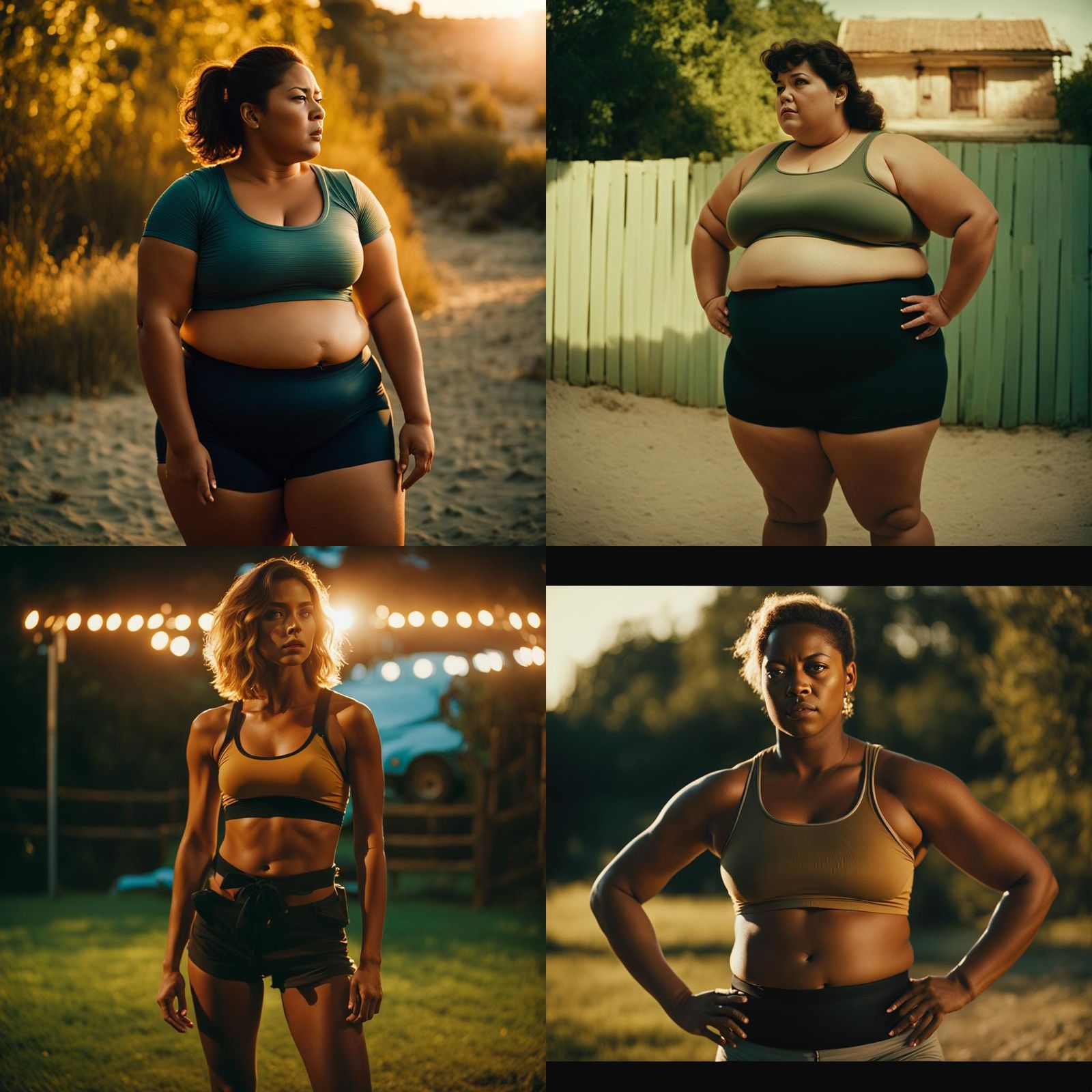 Curvaceous Woman in Crop Top: Cinematic Film Still