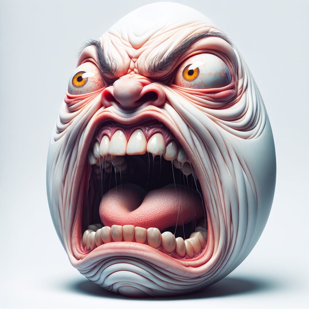 Surreal angry egg