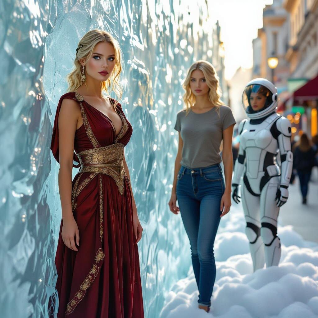 Identical Women Across Time: Roman, Modern, and Future