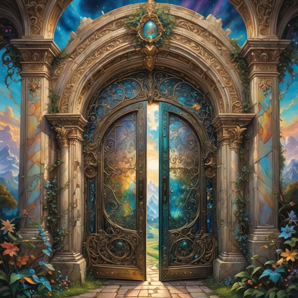 Ornate Door to Fantasy World: Renaissance Painting