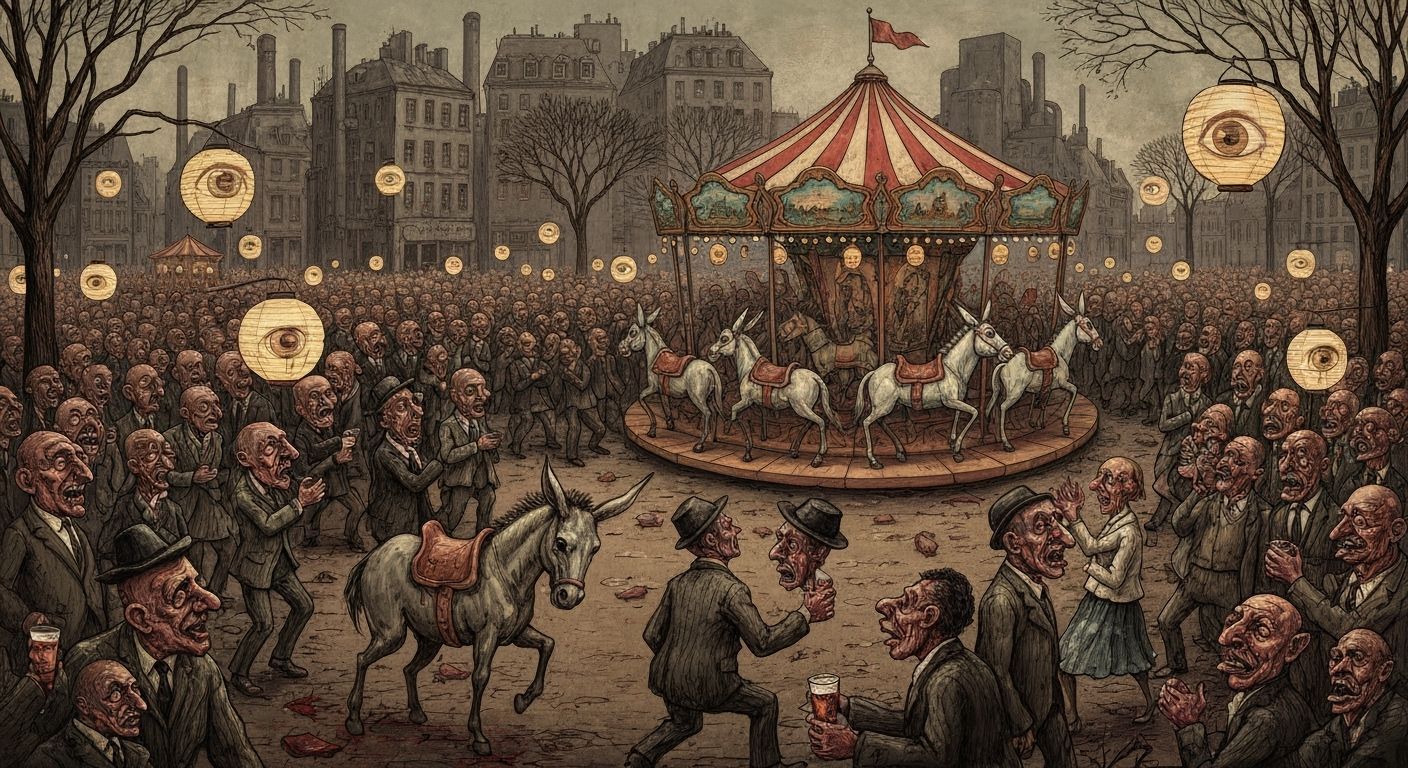 German Expressionist Dada Satire of Chaotic Folk Festival