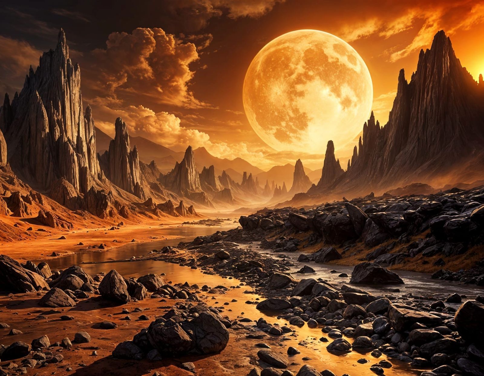 Hyper-Realistic Venus Landscape with Acid Rain