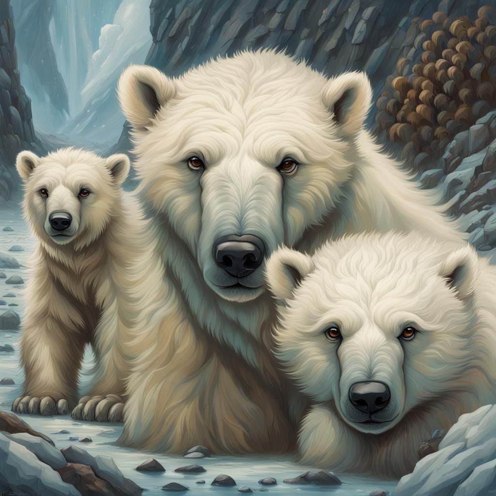 Polar Bear Cubs and Girls in Iceland