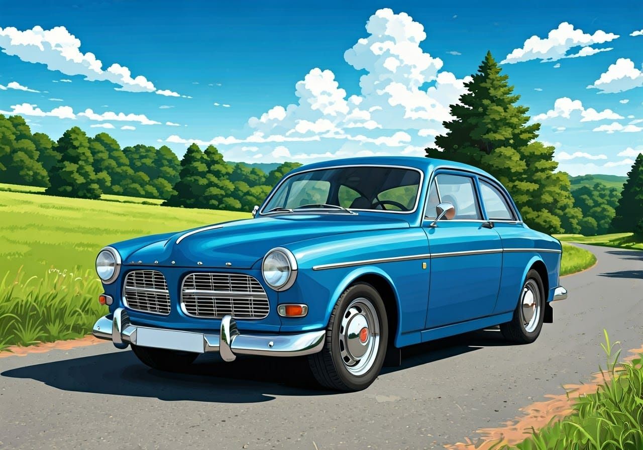 Volvo Amazon in Japanese Anime Style