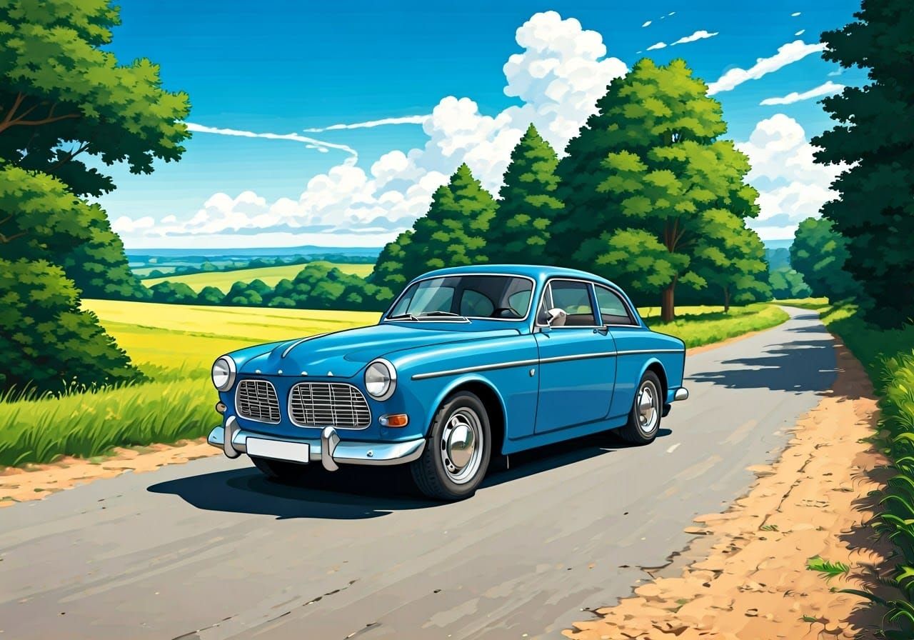 Volvo Amazon in Anime Landscape