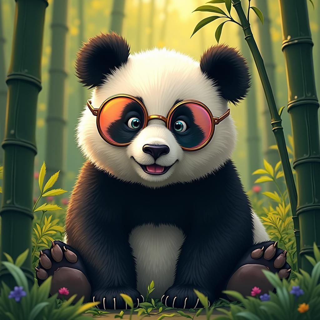 Panda in Glasses: Hyperrealistic Splash Art