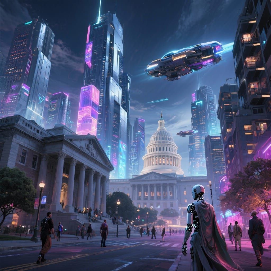 Futuristic Washington DC 3000 in Hyperrealistic Style