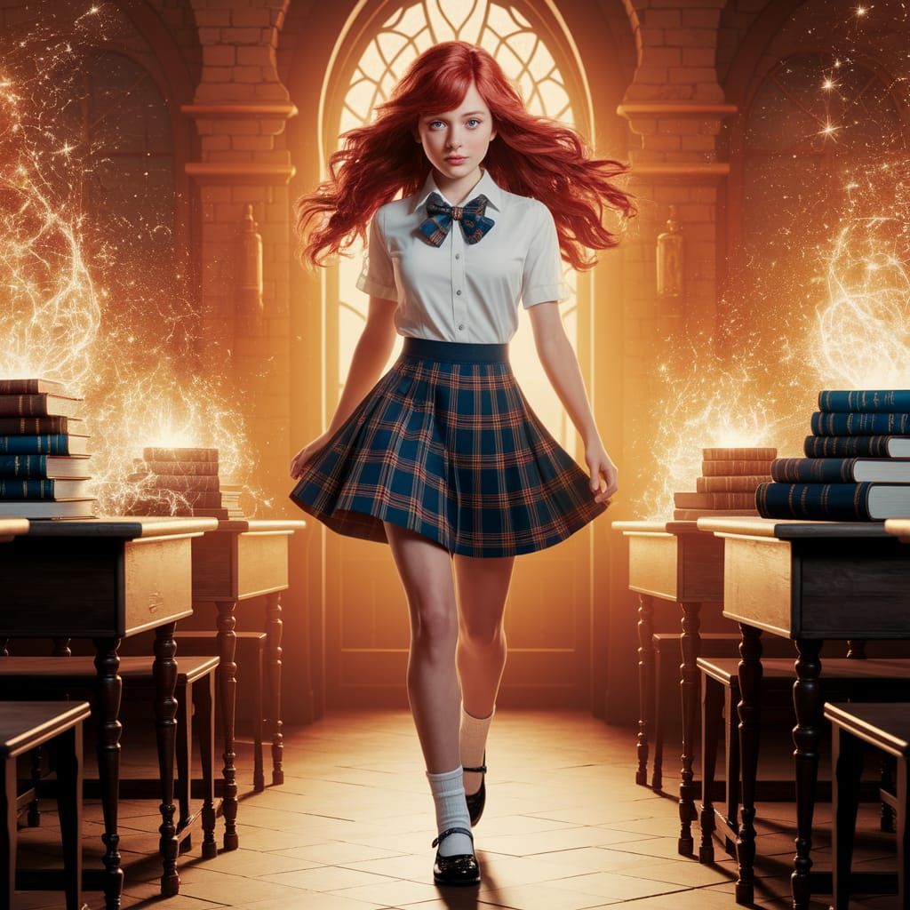Magical Schoolgirl Enters Classroom in Vibrant Style