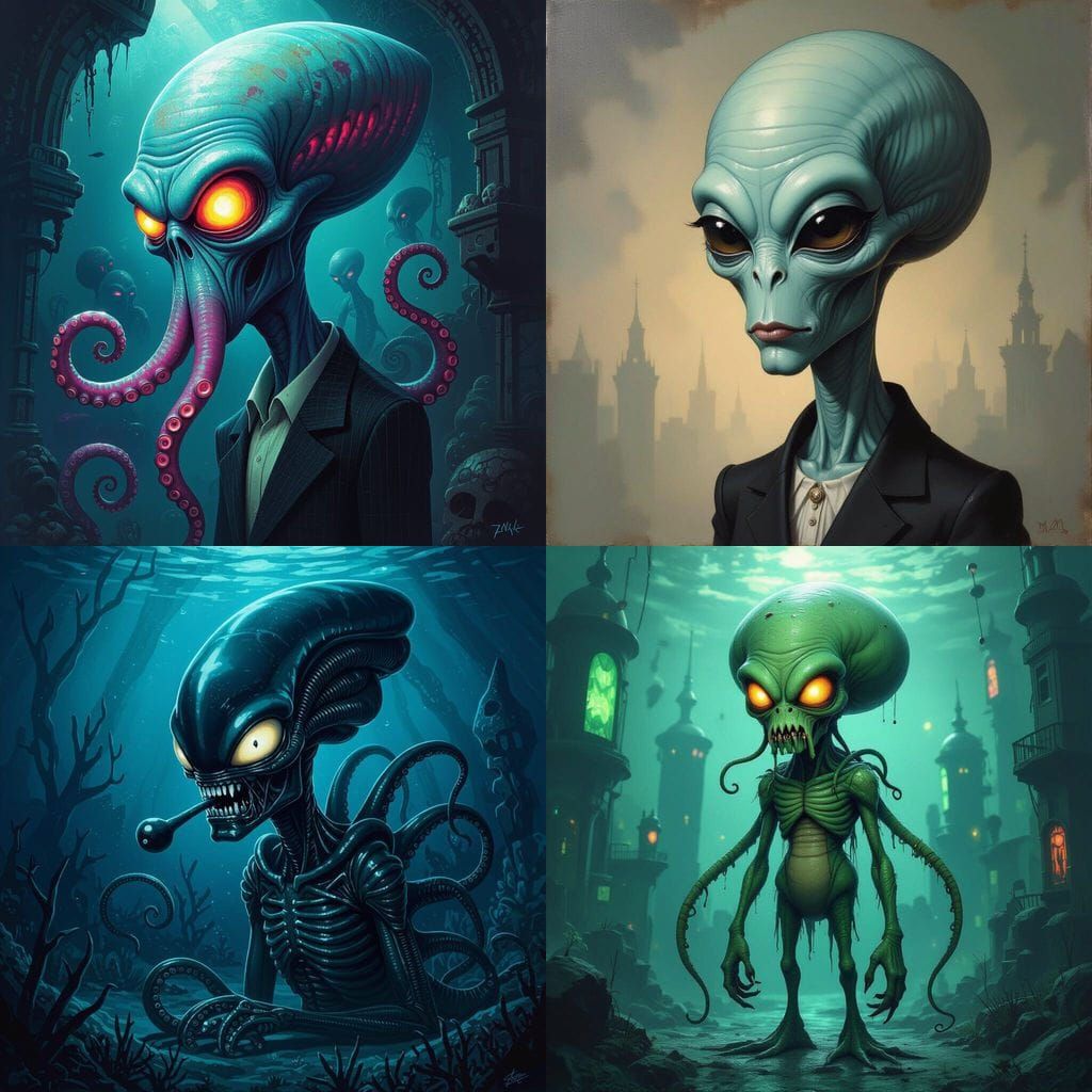 Alien Squidward Hybrid Character Design