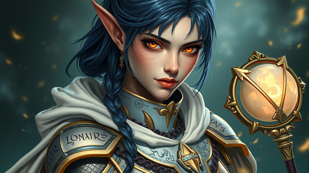 Battle-Ready Elf Mage with Glimmering Staff