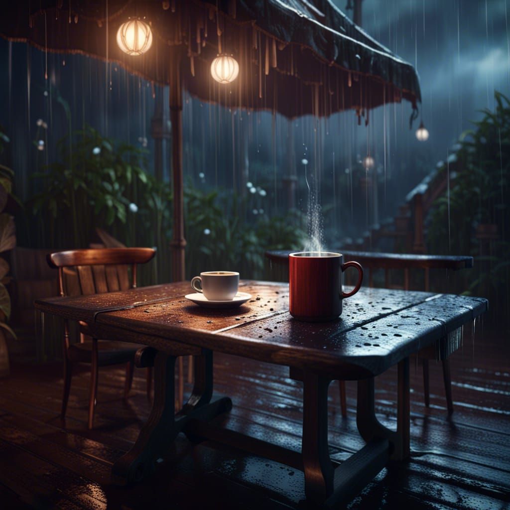 Rainy Day Coffee: Detailed Matte Painting
