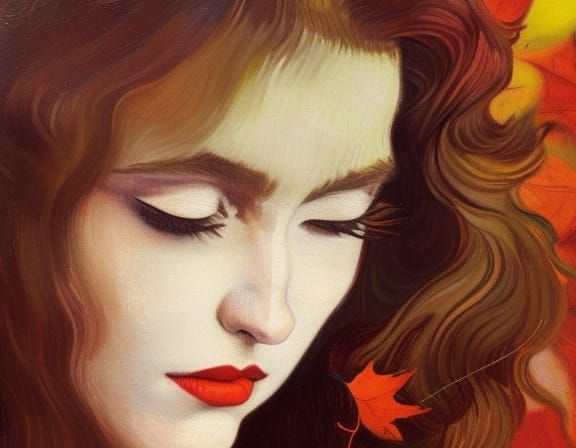 Autumn Girl Portrait in Oil Paint Style