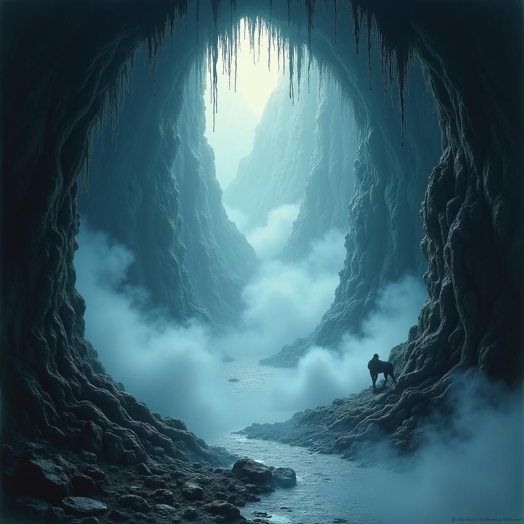 Ethereal Fog Swirls in Foreboding Cave