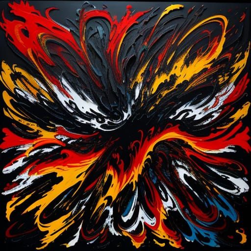Vibrant Flames Dance in Abstract Expressionist Style