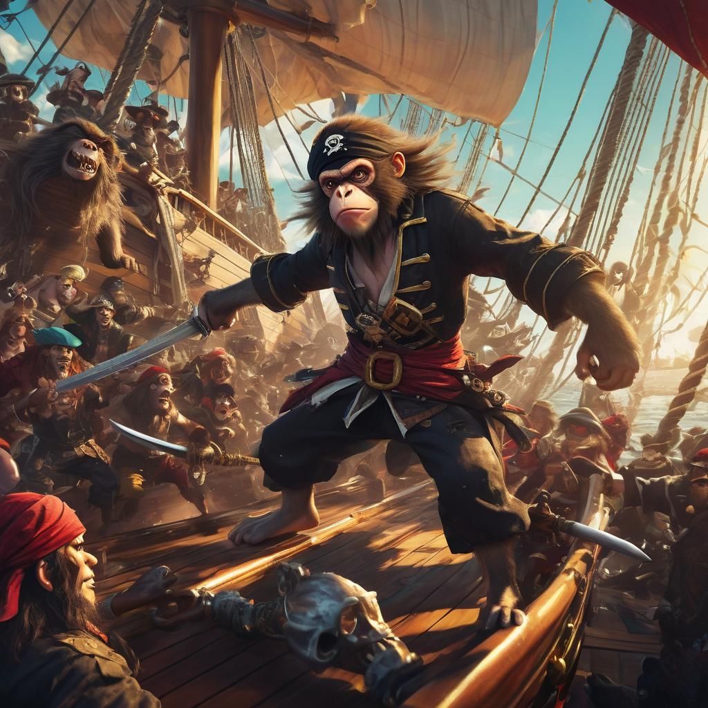Pirate Showdown in a Swashbuckling Fantasy Scene