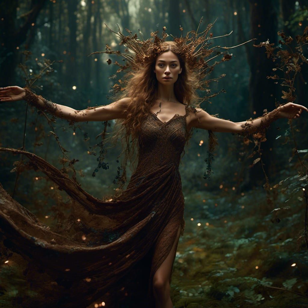 Dark Fey Dancing in Forest Glade