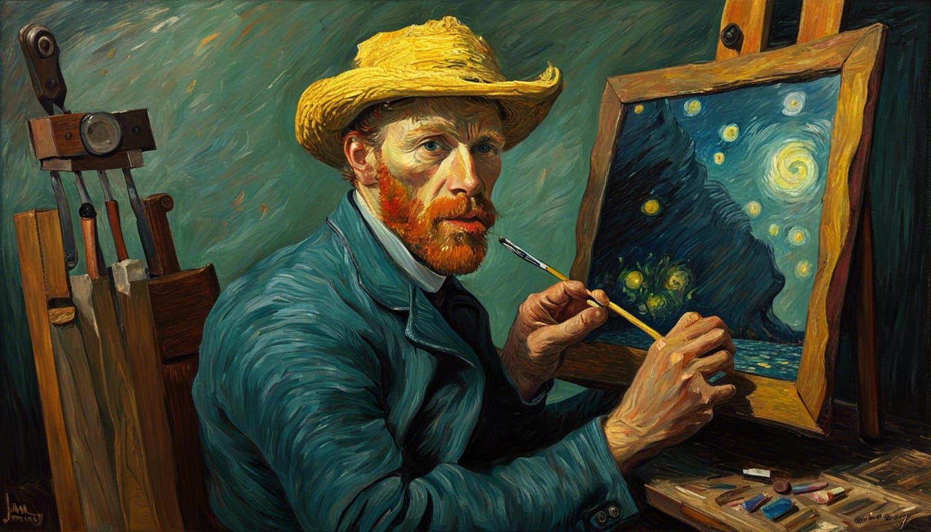 Van Gogh Painting a Self-Portrait in Oil