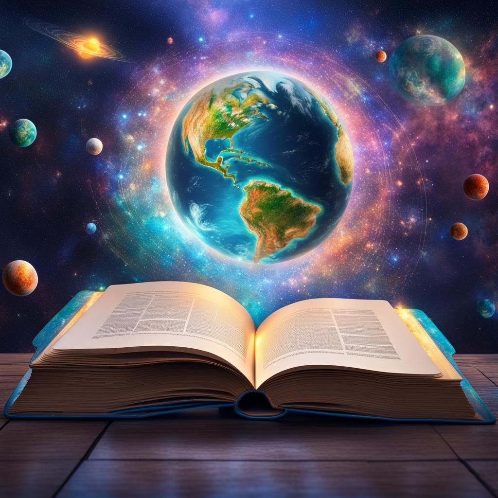 Holographic World on Open Book, Cosmic Illustration