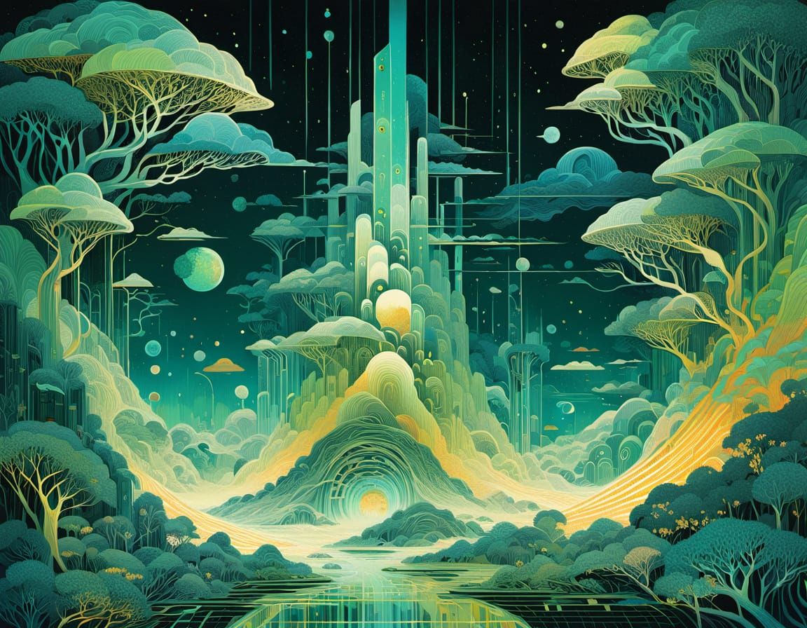 Organic Abstract: Microscopic Structures in Synthwave