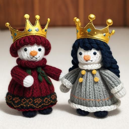 Knitted Wool King and Queen Toy Set
