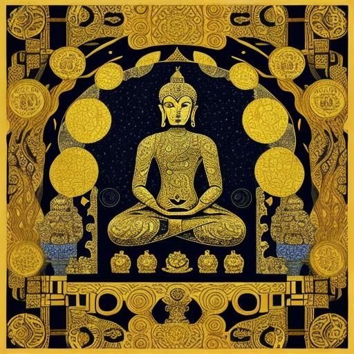 Buddha Patterns in Style of Klimt, Dali, and Erte