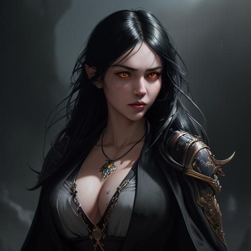 Oni Rogue Portrait with Rising Sun Necklace