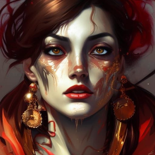 Devil Woman on Dark Horse: Hyperdetailed Digital Portrait