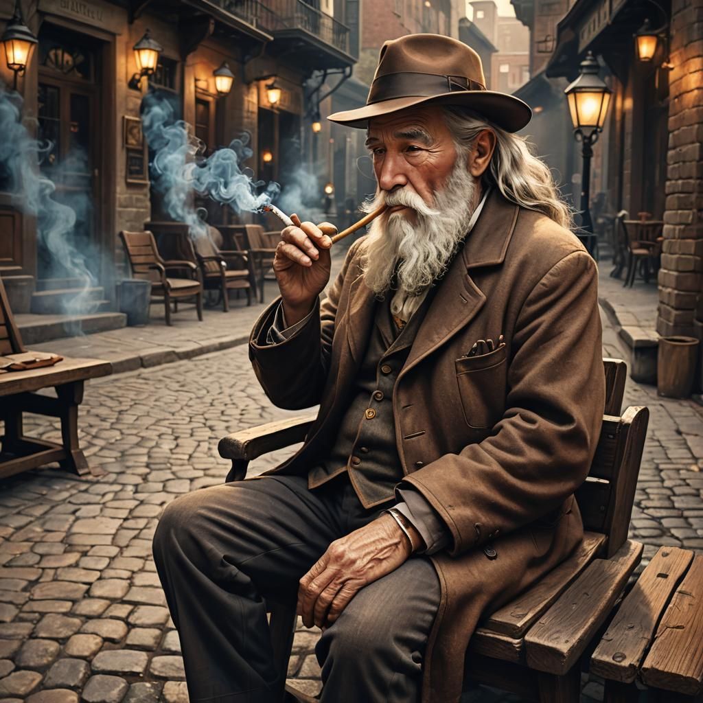 Victorian Grandfather Smoking: Fantasy Art in McQue Style