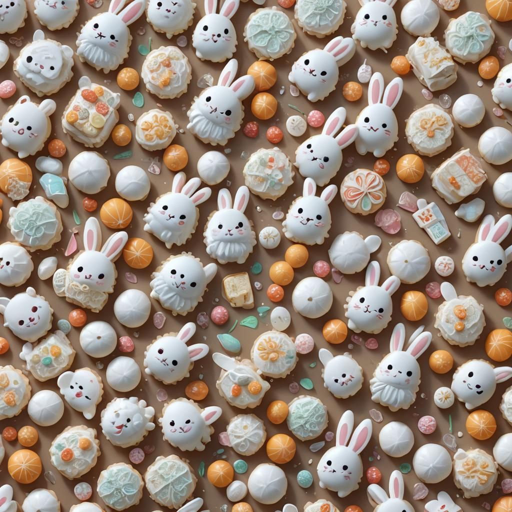 Japanese White Rabbit Candy in 3D Anime Art