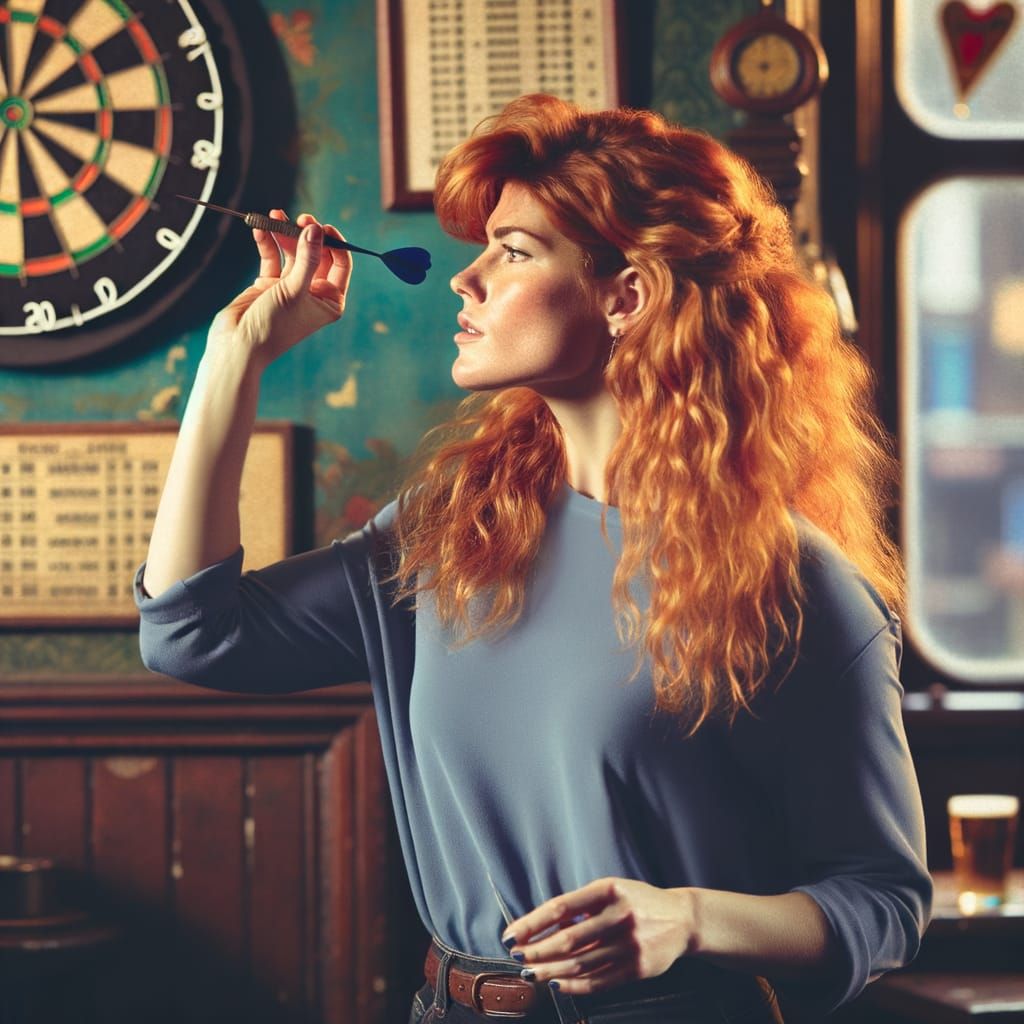 A Darts Player in a Cozy Pub Setting