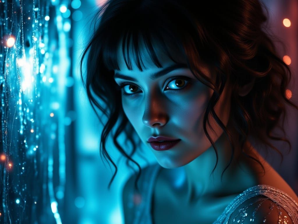 Femme Fatale in Dangerous Liaison, Black and White Blue