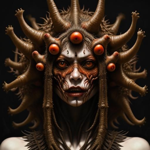 Surreal Multi-Armed Monster in Dark Elegance Style