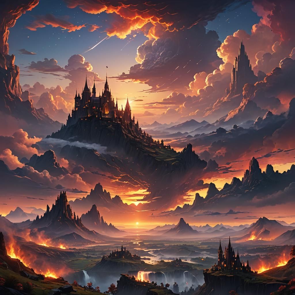 Sunset Whispers: A Fantastical Matte Painting