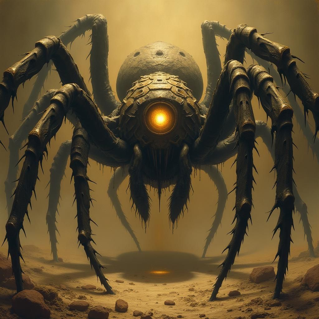 Mystical Spider with Glowing Eye in Dark Fantasy Style