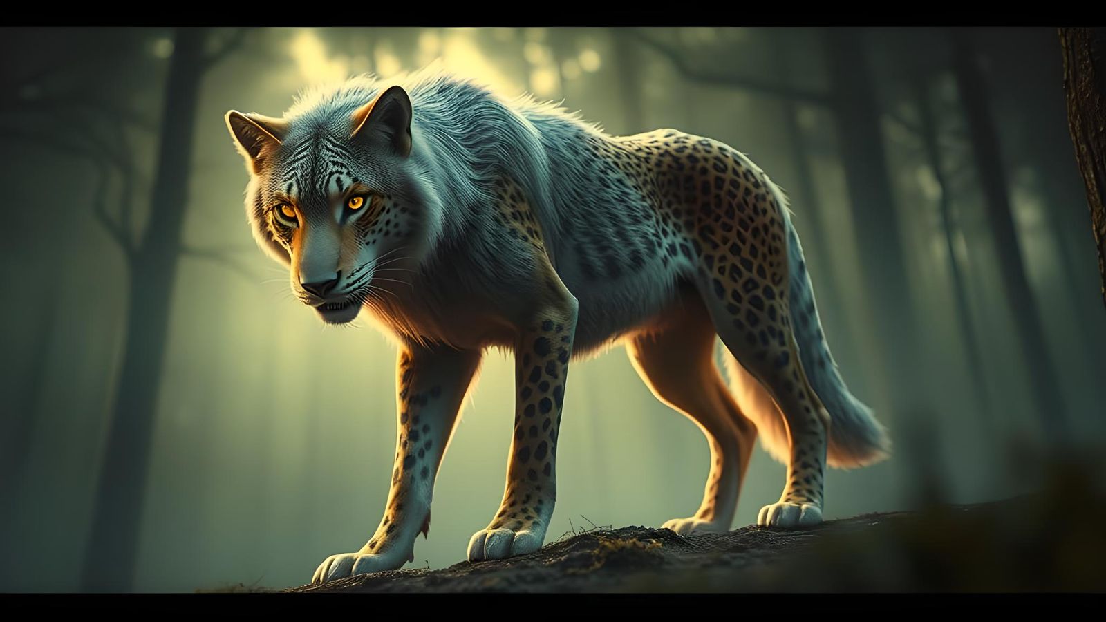 Wolf Leopard Hybrid in Cinematic Style