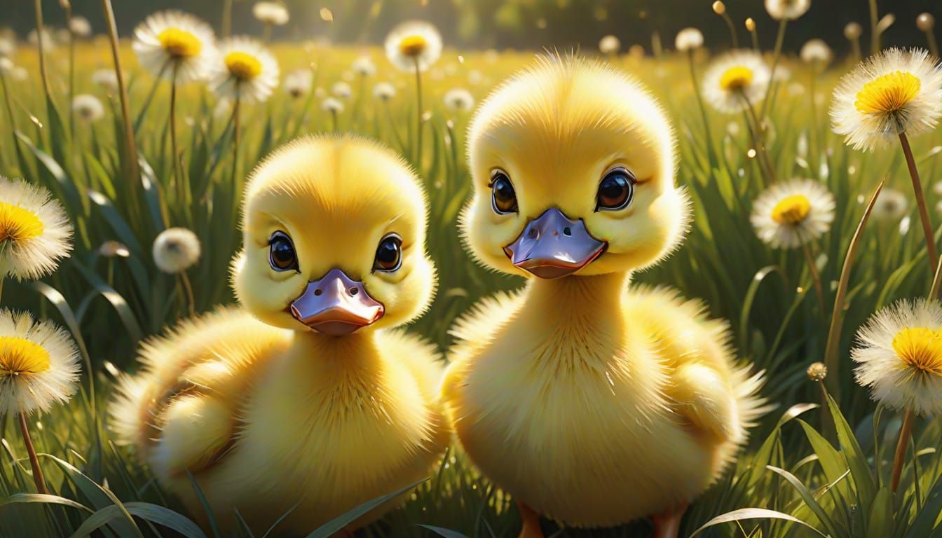 Swooning Big-Eyed Ducklings Bathe in Sunshine