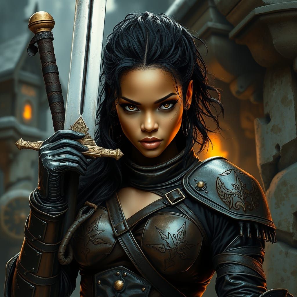 Fantasy Woman Warrior in Cinematic Style