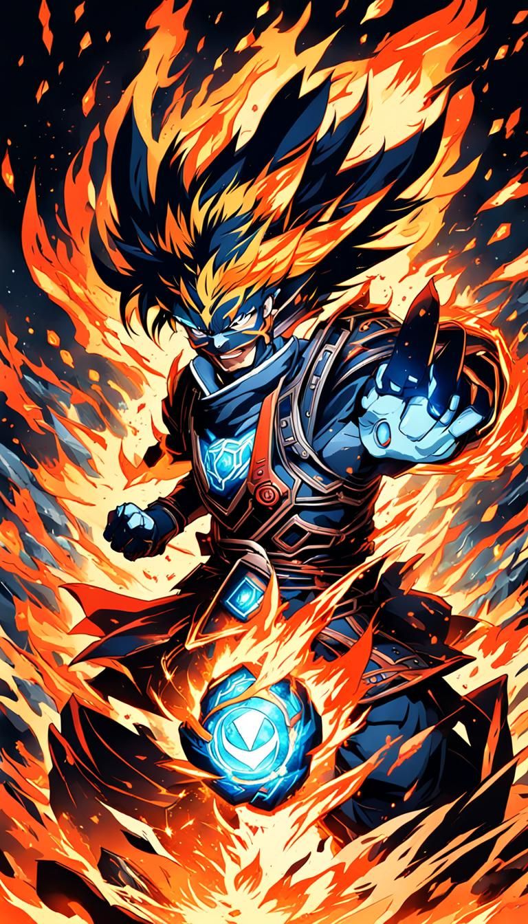 Elemental Fire Power in Manga Anime Style
