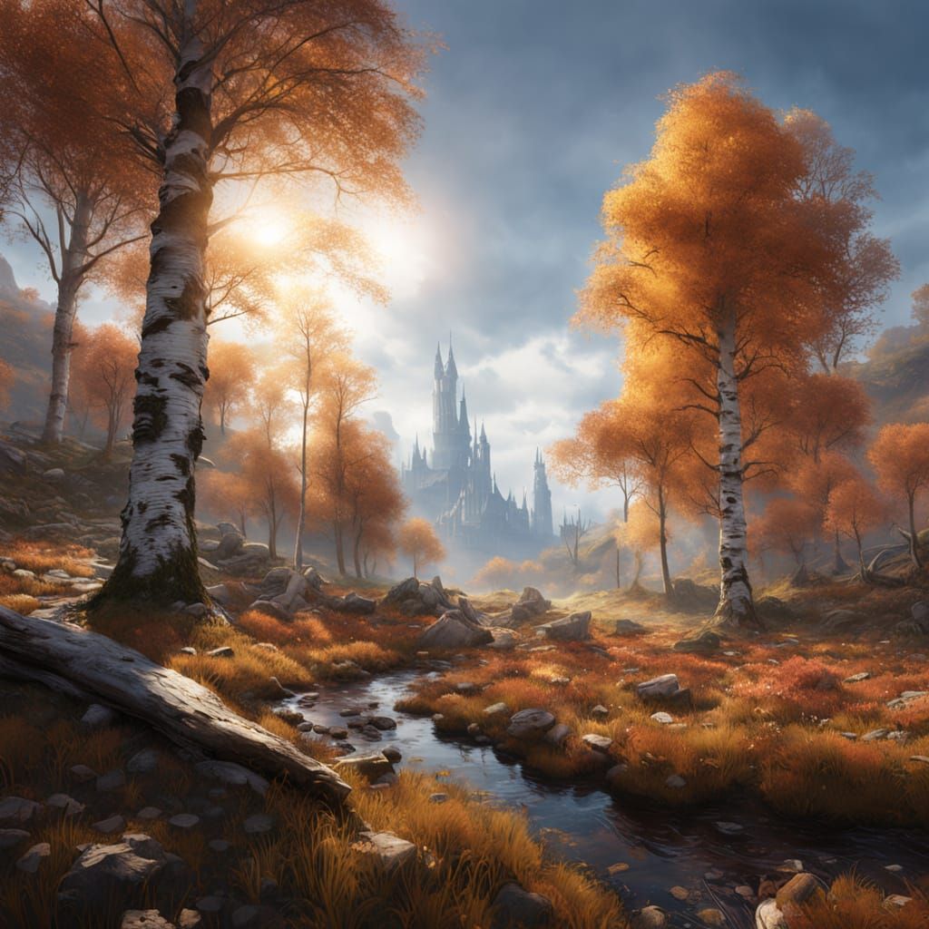 castle in an autumn forest