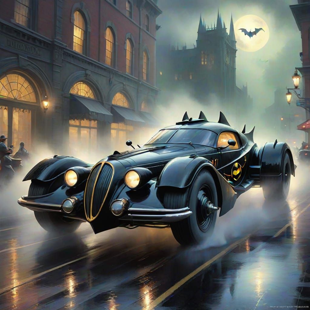 Batmobile and Joker Engage in Whimsical Gotham Chase