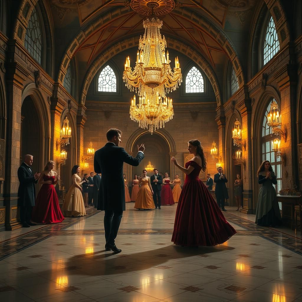 Elegant Ballroom Dance in Art Nouveau Style