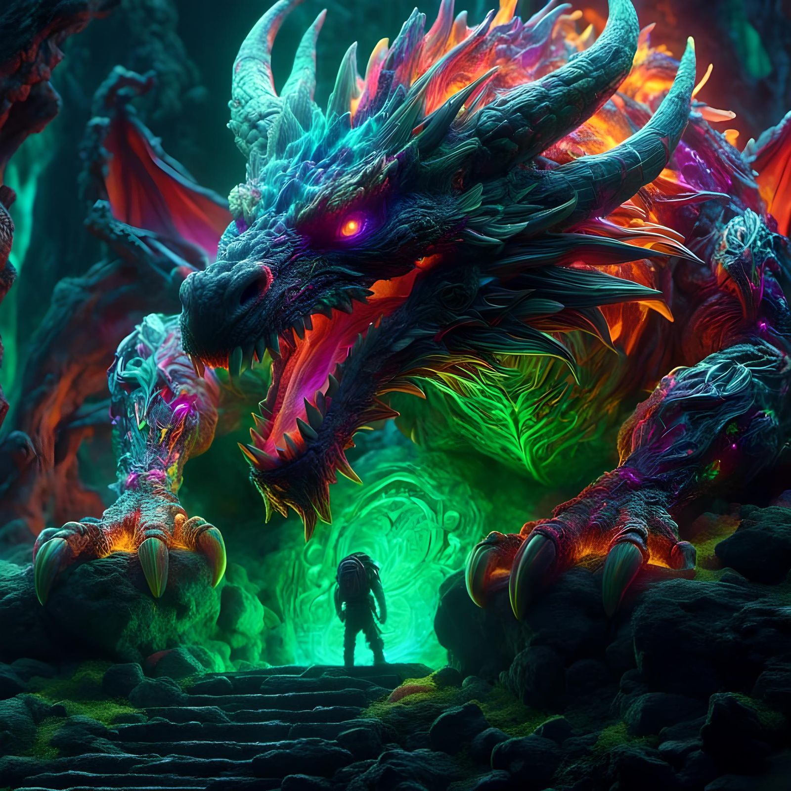 Dragon Eyes Reveal Green Fantasy Beast