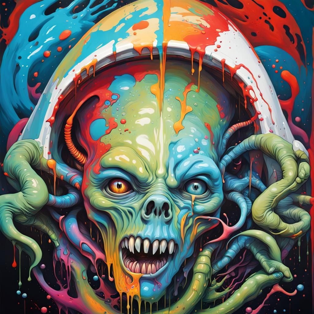 Colorful Space Graffiti Art Inspired by Alien