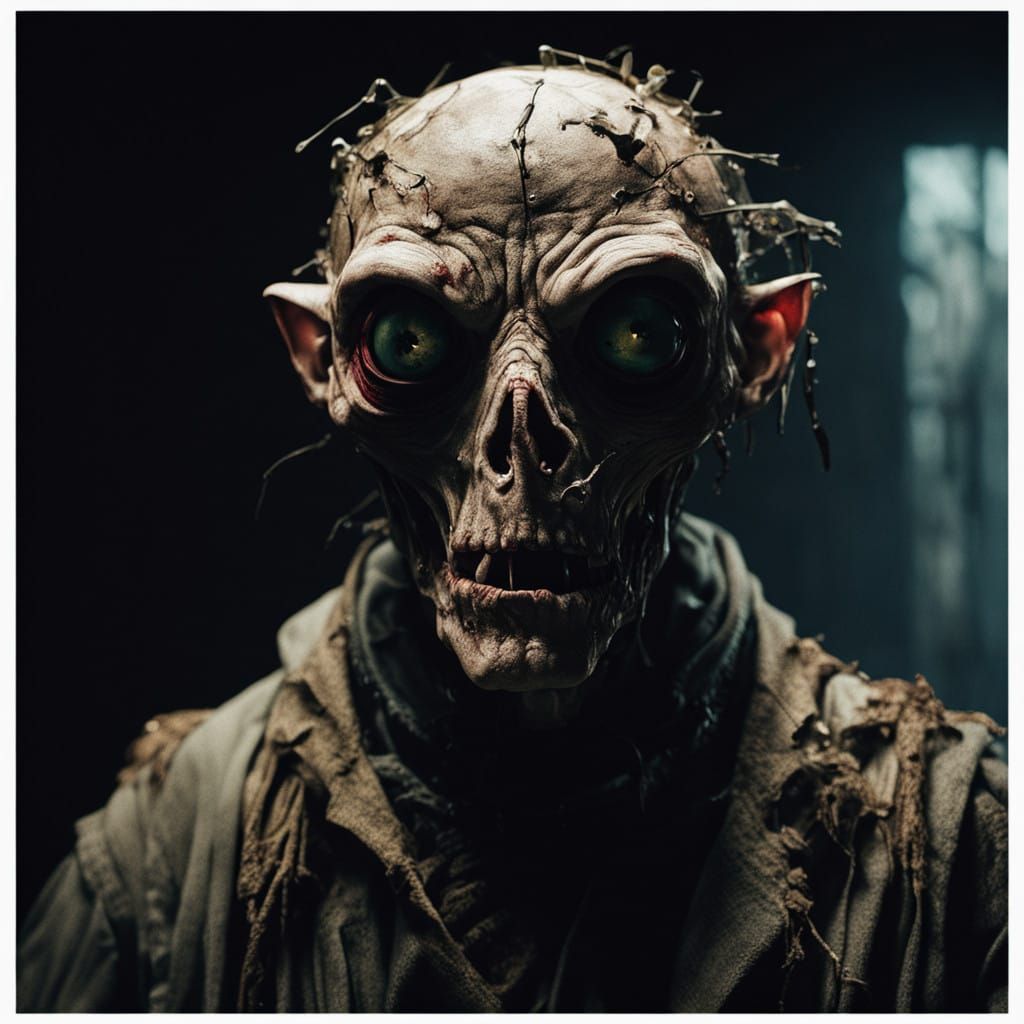 Grotesque Puppet in Cinematic Shadows