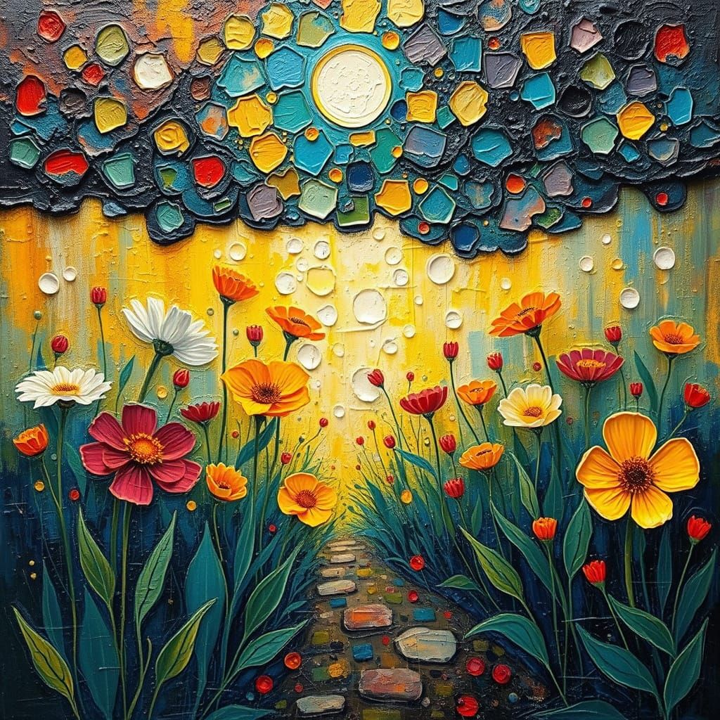 Underground City of Bioluminescent Flowers in Expressionist ...