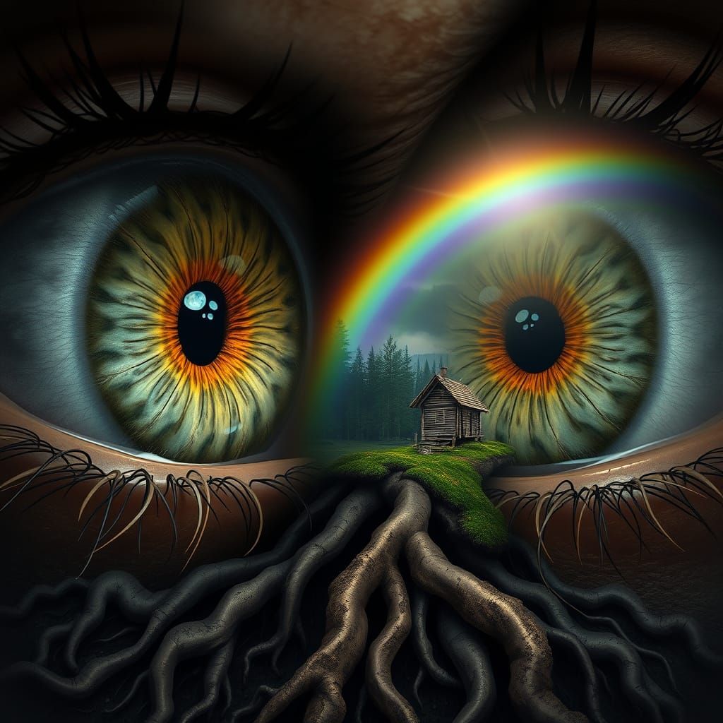 Mystical Eyes with Fractal Iris, Hyperrealistic Digital Art