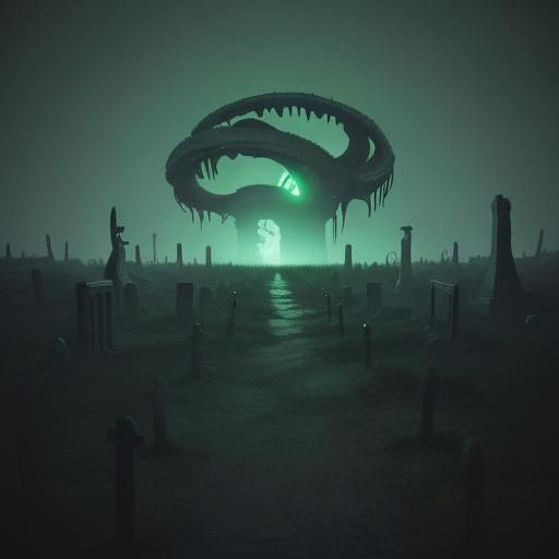 Alien Mass Grave in Biomechanical Surrealism