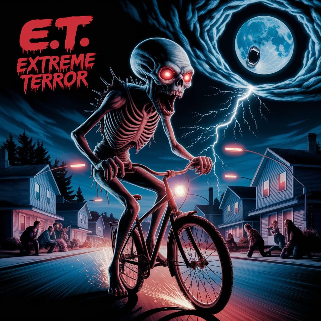 E.T. Terrorizes in a Grisly, Retro-Style Horror Poster