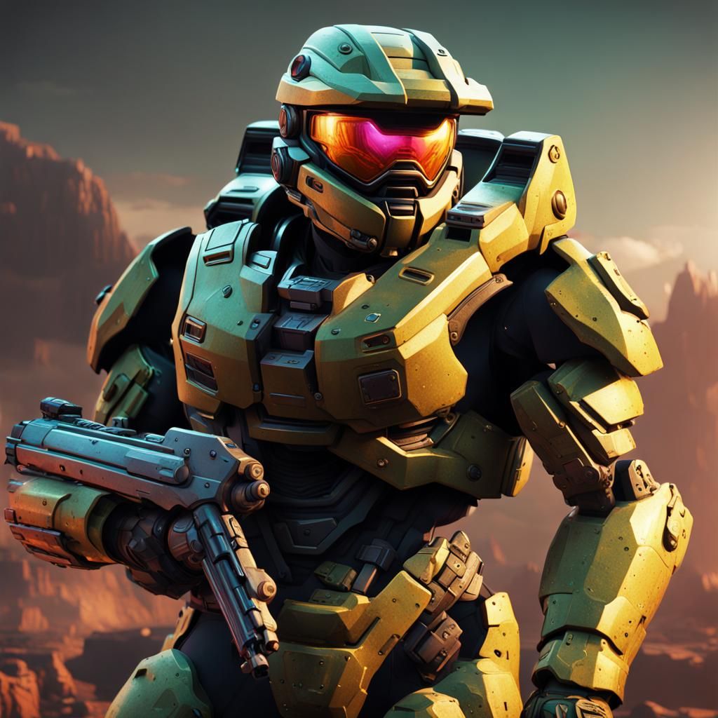 Master Chief Glitch Art in Unreal Engine 5